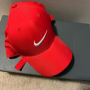 Nike Red and Black Cap with White Logo
